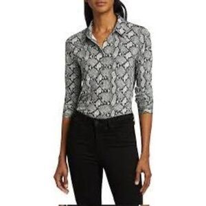L’Agence Womens Size Large Harmony Snakeskin Print Shirt Button Down Long Sleeve